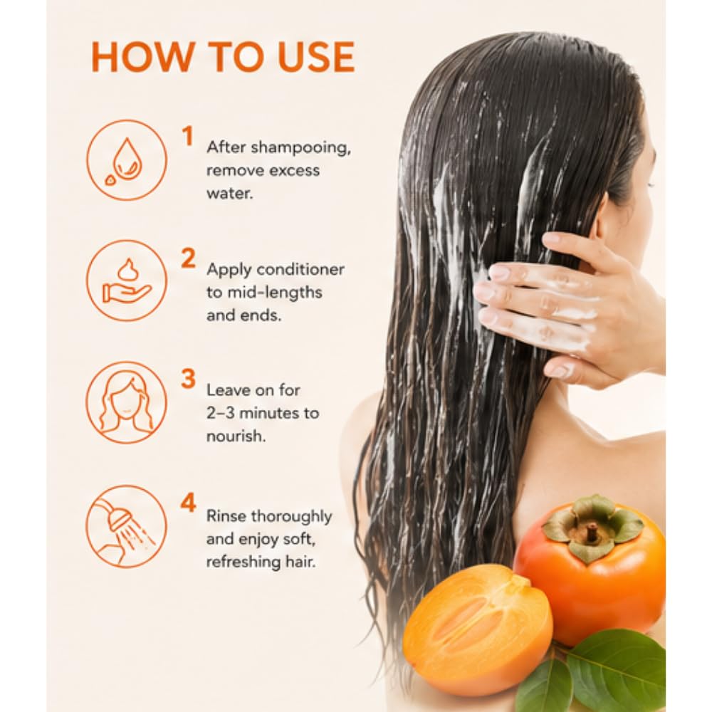 Seoul Naturals Persimmon Conditioner, Deodorizing and Nonenal Odor Eliminating, Deeply Nourishing, k beauty inspired, 8 fl oz