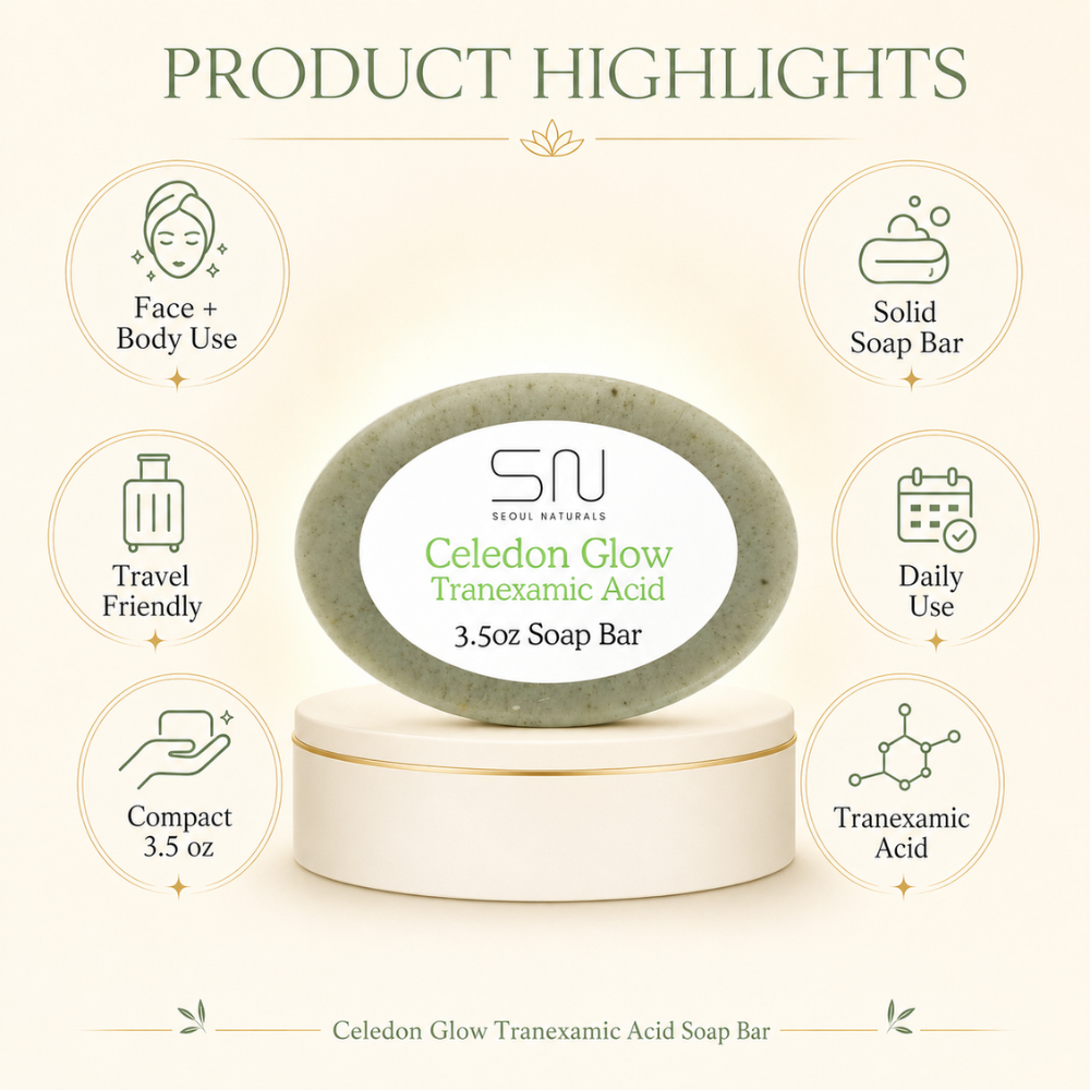 Tranexamic Kojic Acid Soap - Niacinamide & Spirulina - K-Beauty Inspired - 3.5 oz