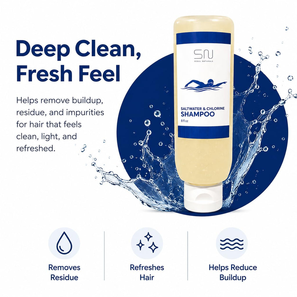 Seoul Naturals Saltwater & Chlorine Shampoo, Clarifying Shampoo for Buildup Removal, 8 fl oz