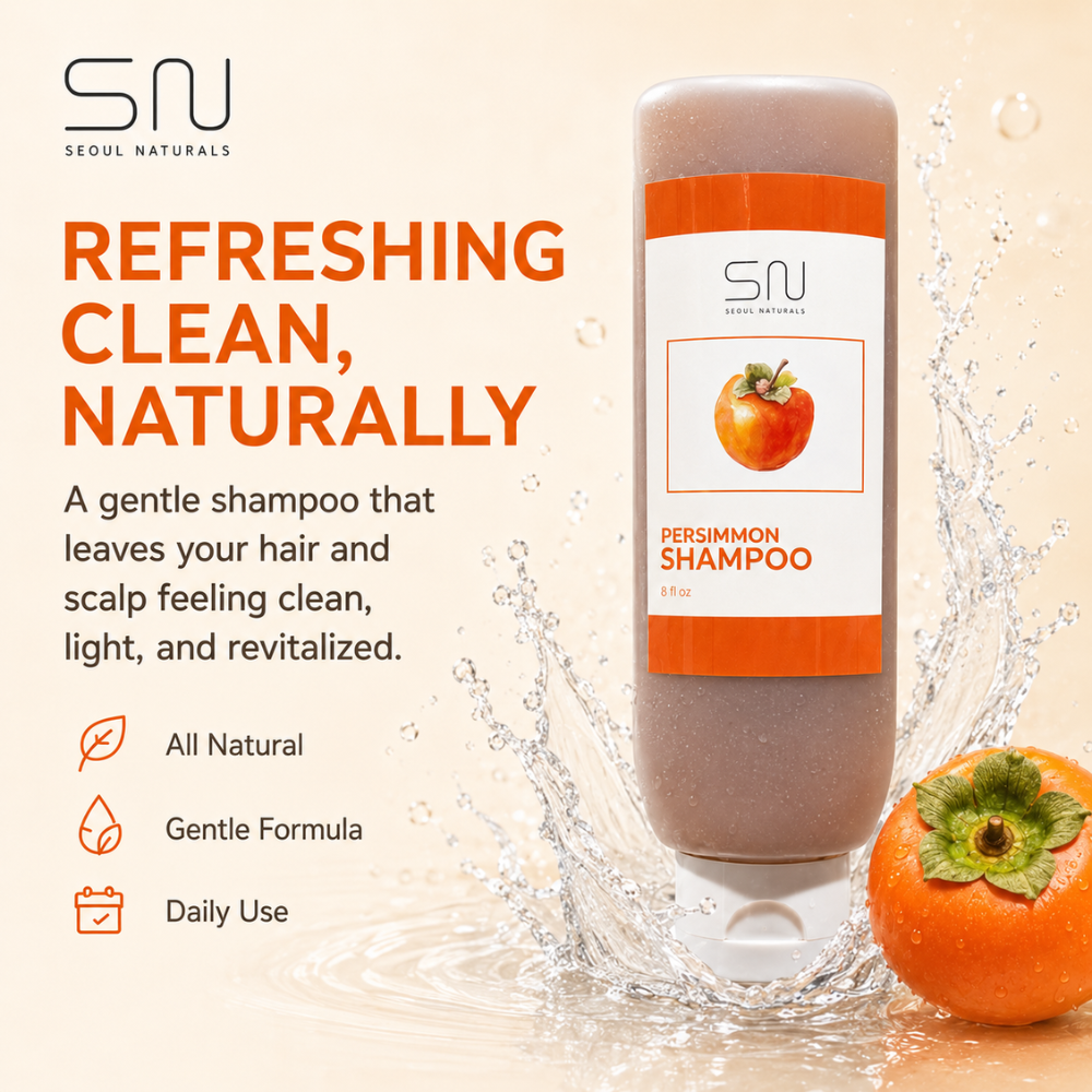 Seoul Naturals Persimmon Shampoo, Deodorizing and Nonenal Odor Eliminating, All Natural Ingredients, k beauty inspired, 8 fl oz