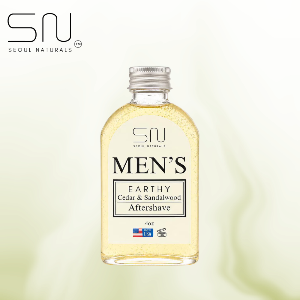 Seoul Naturals Men's Earthy Cedar and Sandalwood Aftershave, alcohol free, k beauty, 4 oz