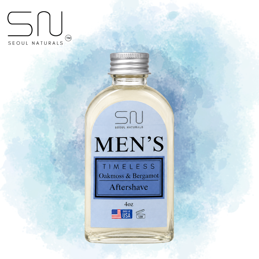 Seoul Naturals Men's Timeless Oakmoss & Bergamot Aftershave, alcohol free, k beauty, 4 oz