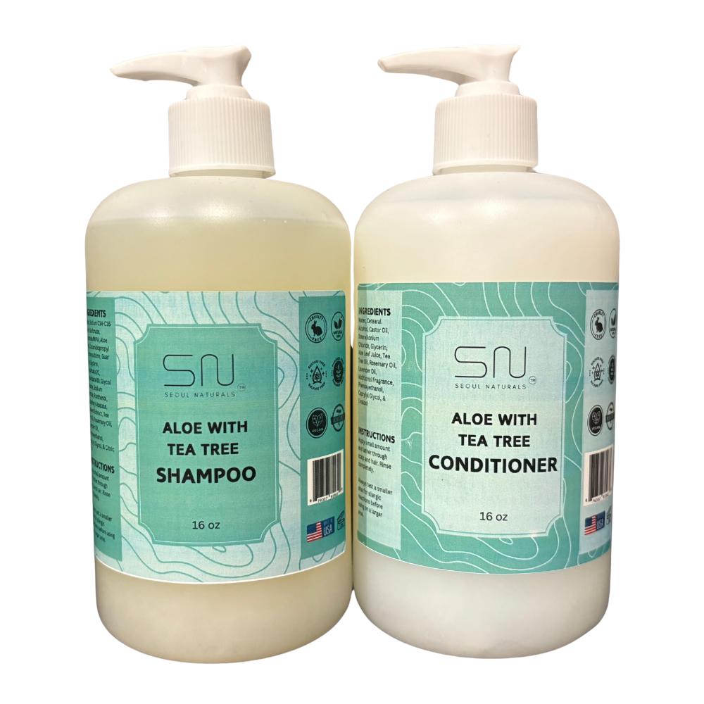 Aloe Vera with Tea Tree Shampoo and Conditioner Set, 100% Natural, K Beauty, 16 fl oz