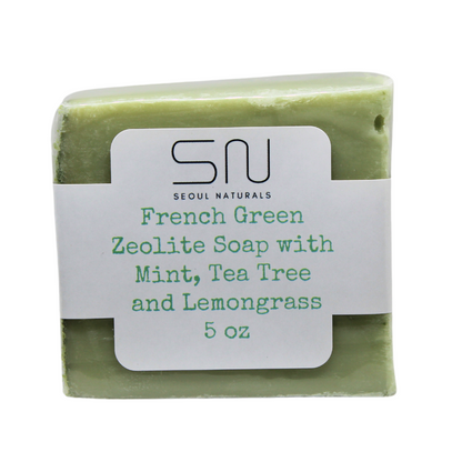 French Green Zeolite Soap with Mint, Tea Tree, and Lemongrass, K Beauty, 5oz