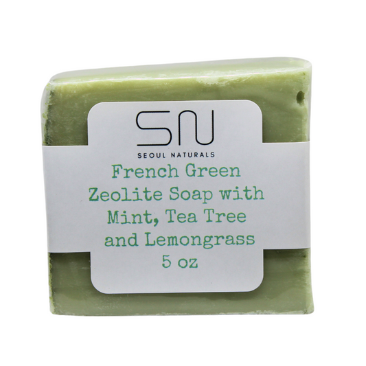 French Green Zeolite Soap with Mint, Tea Tree, and Lemongrass, K Beauty, 5oz