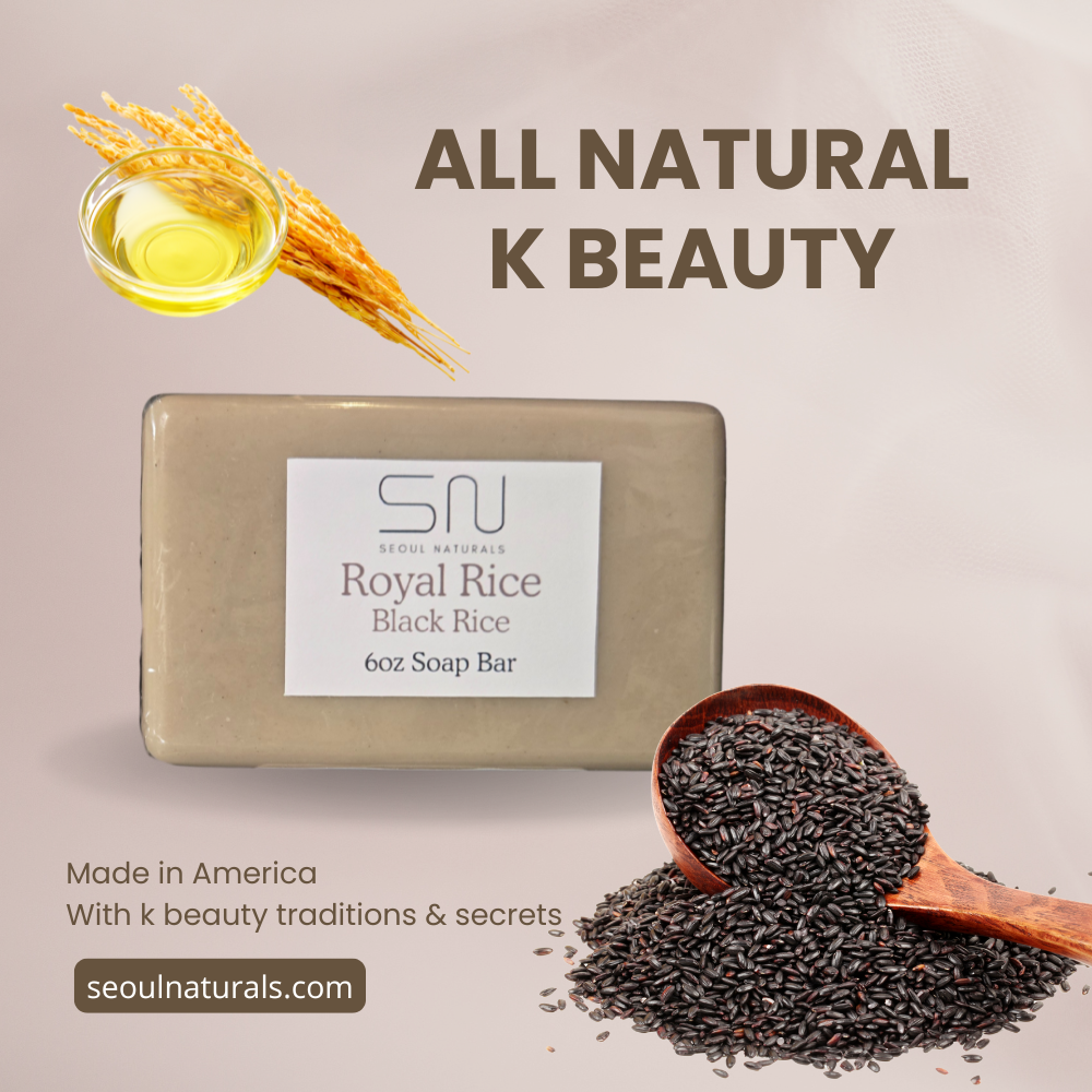 Seoul Naturals Royal Rice Soap with Black Rice, Rice Bran Oil, & Grapefruit Essential Oil, k beauty, 6 oz