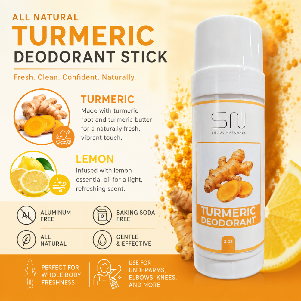 Seoul Naturals Turmeric Deodorant and Lotion Stick, lemon scented, k beauty, 2 oz