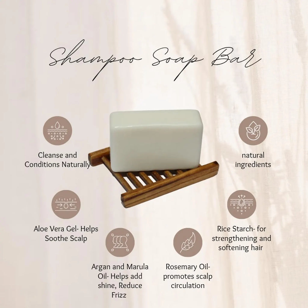 Seoul Naturals Rice Shampoo Bar with Rosemary and Aloe, Natural Solid Shampoo for Hair Growth & Scalp Care, Free Wooden Soap Saver Included, K Beauty, 6oz