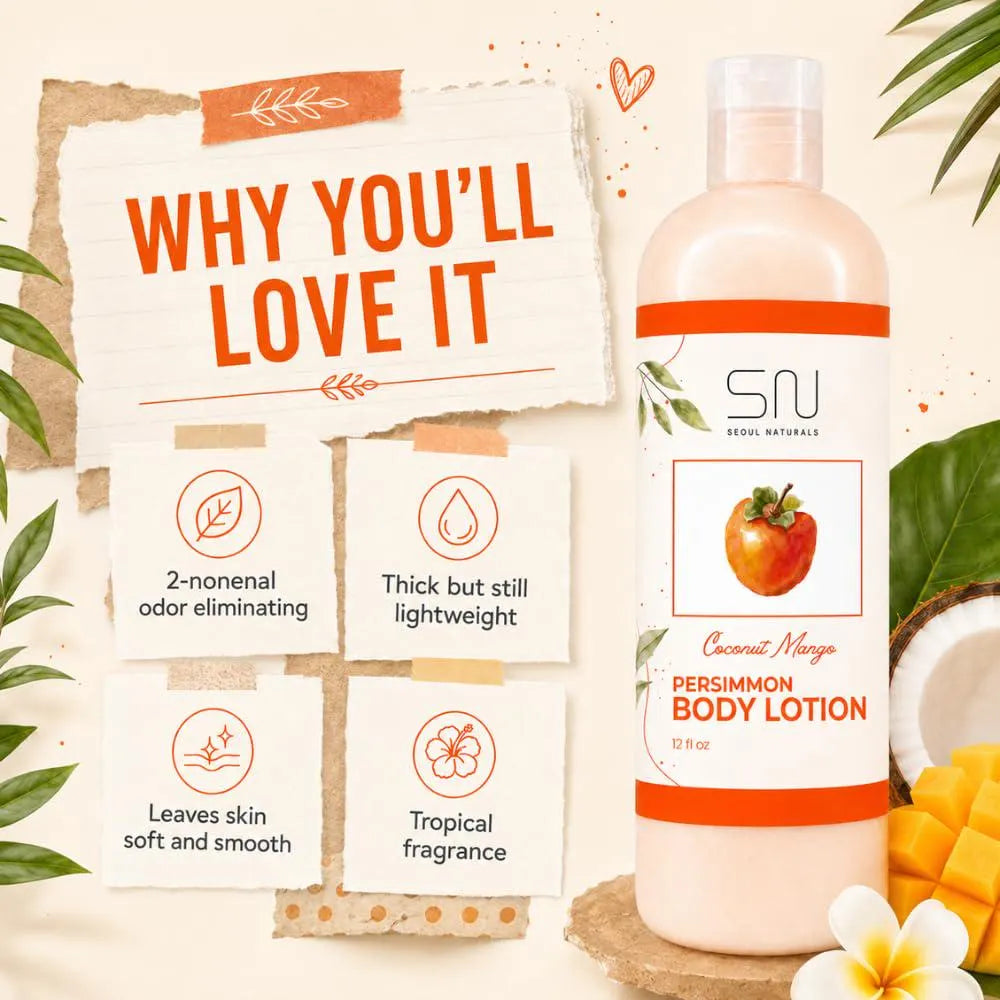 Persimmon Body Lotion, Coconut Mango, Nonenal Odor Eliminating,12 fl oz