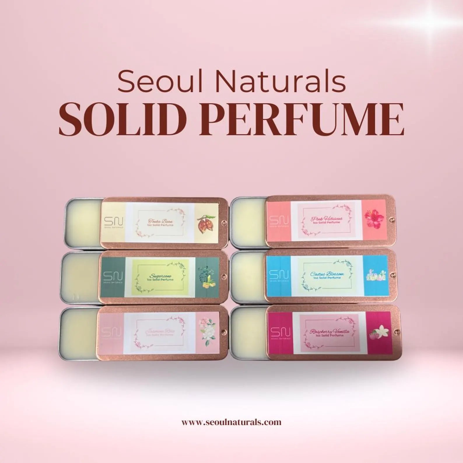 Seoul Naturals Solid Perfume Balm for Women, Natural Travel Fragrance Pocket Perfume, 1 oz, Available in 6 Scents