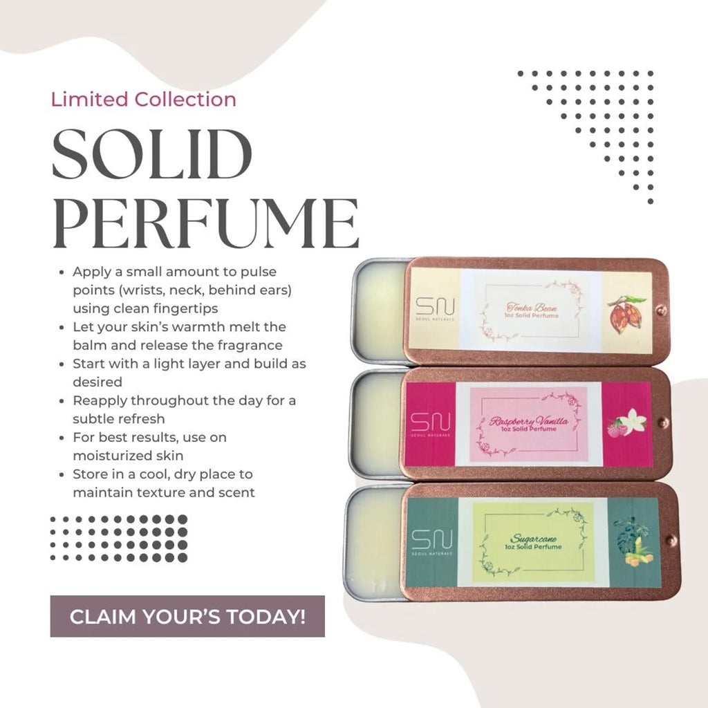 Seoul Naturals Solid Perfume Balm for Women, Natural Travel Fragrance Pocket Perfume, 1 oz, Available in 6 Scents
